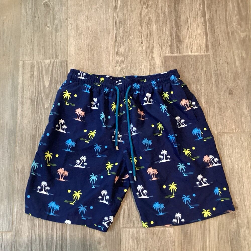 KAILUA SURF Size XL Lined Board Shorts Trunk Palm Tree Elastic Waist Pockets